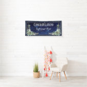 Elegant Winter Floral Wedding Gefeliciteerd Spandoek (Insitu)