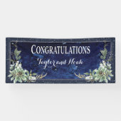 Elegant Winter Floral Wedding Gefeliciteerd Spandoek (Horizontaal)