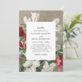 Elegant Winter Florals Wedding Kaart (Staand voorkant)