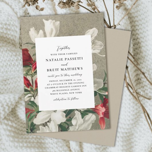 Elegant Winter Florals Wedding Kaart
