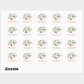Elegant Winter Foliage en Holly Berries Ronde Sticker (Vel)