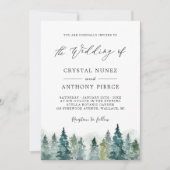 Elegant Winter Forest Pine Trees Wedding Kaart (Voorkant)