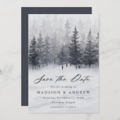 Elegant Winter Forest Wedding Save The Date (Voorkant / Achterkant)