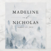 Elegant Winter Forest Weduwen Wine Label Wijn Etiket (Enkel label)