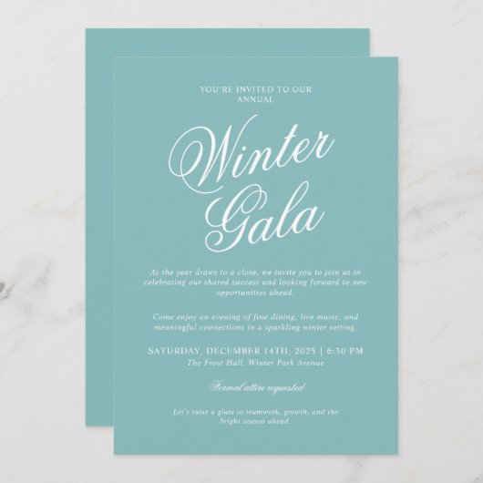 Elegant Winter Gala Invitation Formal Holiday (Devant / Derrière)