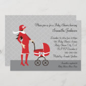 Elegant Winter Grijs en Rood Baby shower Kaart (Voorkant / Achterkant)