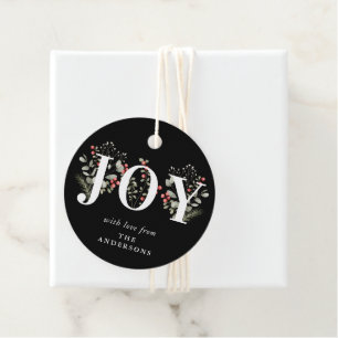 Elegant Winter Groen JOY Kerstmis Vakantie Gift Bedankjes Labels