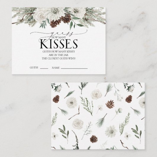 Elegant Winter Hoeveel Kusjes Bloemen Waterverf Informatiekaartje (Voorkant / Achterkant)