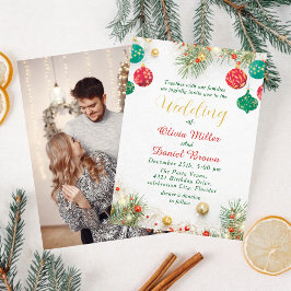 Elegant Winter holiday Christmas Wedding Kaart