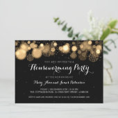 Elegant Winter Housewarming Party Gold Kaart (Staand voorkant)