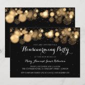 Elegant Winter Housewarming Party Gold Kaart (Voorkant / Achterkant)