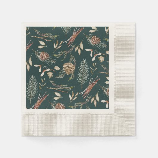 Elegant Winter Napkins with Pinecones Servet (Voorkant)