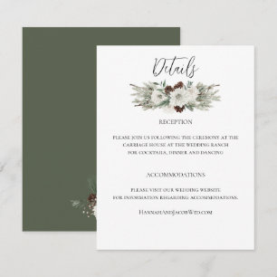 Elegant Winter Pine Cone Wedding Informatiekaartje