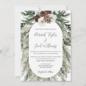 Elegant Winter Pine Cone Wedding Kaart (Voorkant)