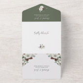 Elegant Winter Pine Weddenschap met RSVP All In One Uitnodiging (Buitenkant)