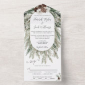 Elegant Winter Pine Weddenschap met RSVP All In One Uitnodiging (Binnen)