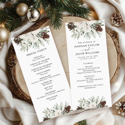Elegant Winter Pine Wedding Programma