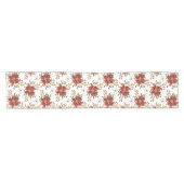 Elegant Winter Poinsettia Floral Pattern Korte Tafelloper (Horizontaal)