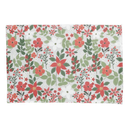 Elegant Winter Red White Floral Painting Kussensloop (Voorkant-Links)