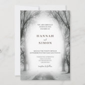 Elegant Winter Silver Snow Wedding Invitation Kaart (Voorkant)