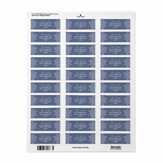 Elegant Winter Snowflake Design in Blauw Etiket (Full Sheet)