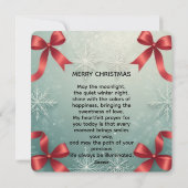 Elegant Winter Snowflake Frame with Red Bows Feestdagenkaart (Achterkant)