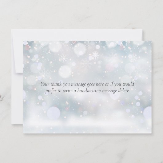 Elegant Winter Snowflakes Greenery Dank u Bedankkaart (Achterkant)