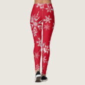 Elegant Winter Snowflakes | Rode achtergrond Leggings (Achterkant)