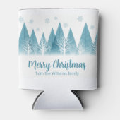 Elegant Winter Trees Custom Blue Kerstparty Blikjeskoeler (Voorkant)