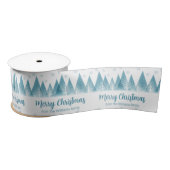 Elegant Winter Trees Custom Blue Merry Kerstmis Lint (Spoel)