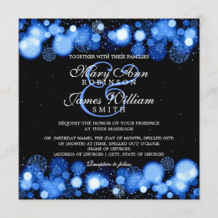 Elegant Winter Wedding Blue Lights Kaart