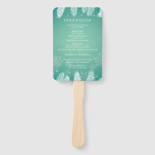 Elegant Winter Wedding Ceremony Programme Handwaaier (Voorkant)