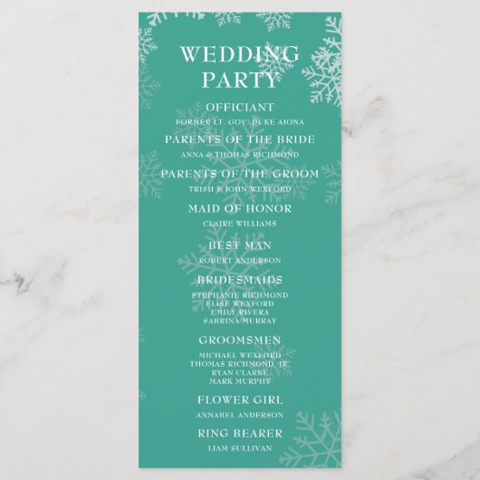 Elegant Winter Wedding Ceremony Programme Programma (Achterkant)