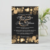 Elegant Winter Wedding Gold Lights Kaart (Staand voorkant)