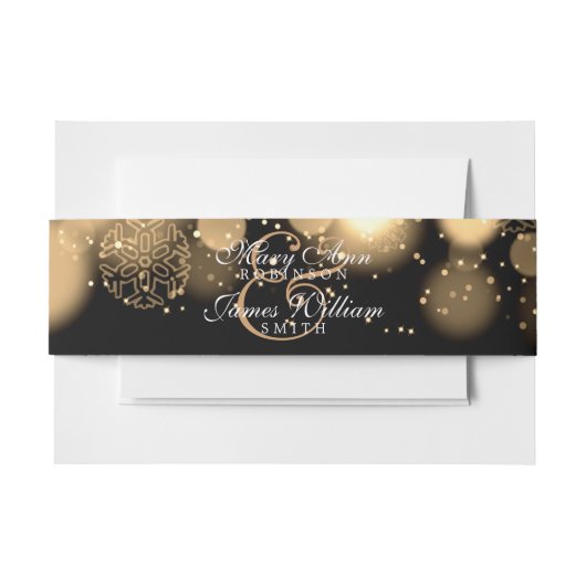 Elegant Winter Wedding Gold Lights Uitnodigingen Wikkel (Voorkant Voorbeeld)