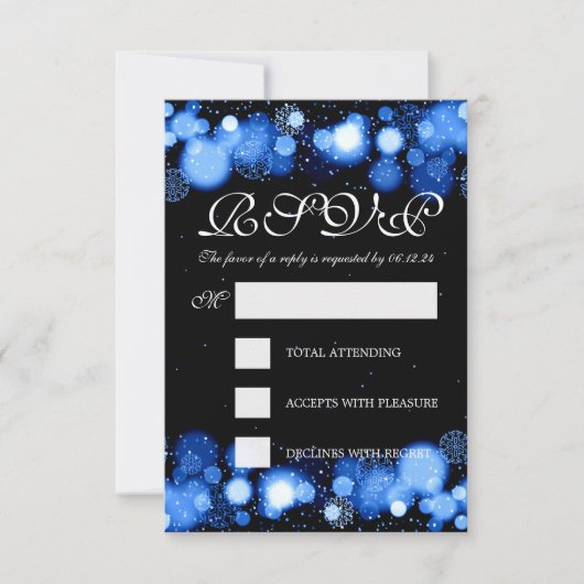 Elegant Winter Wedding RSVP Blue Lights (Voorkant)