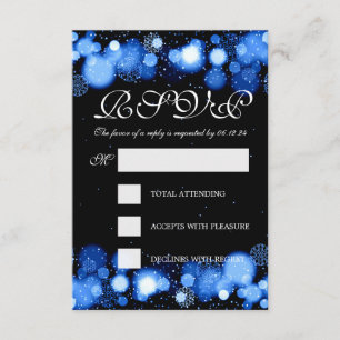 Elegant Winter Wedding RSVP Blue Lights Kaartje