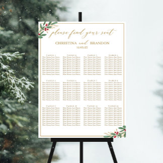 Elegant Winter Wedding Seating Chart Poster