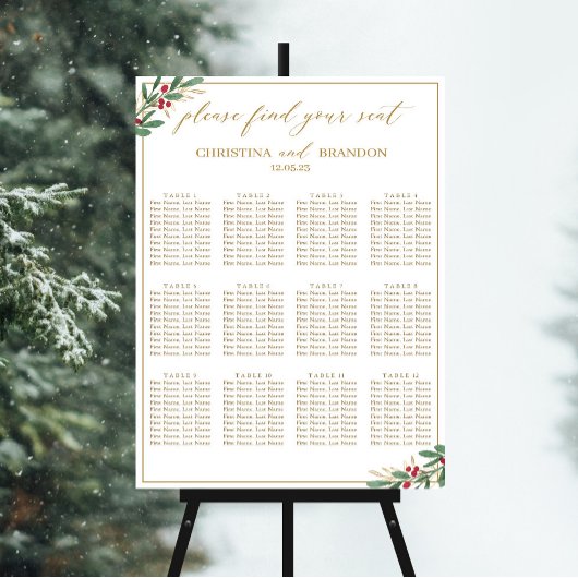Elegant Winter Wedding Seating Chart Poster
