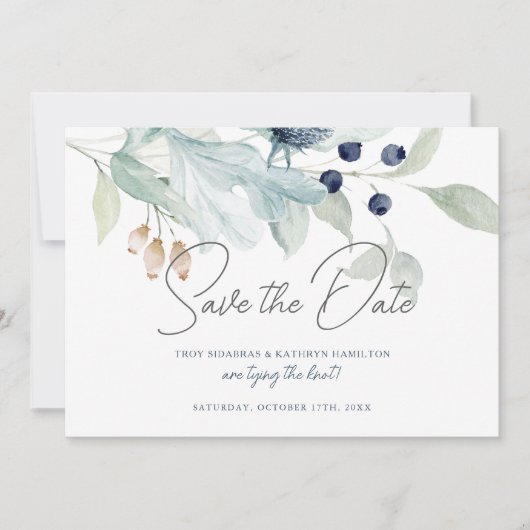 Elegant Winter Wedding Theme Save the Date Kaart (Voorkant)