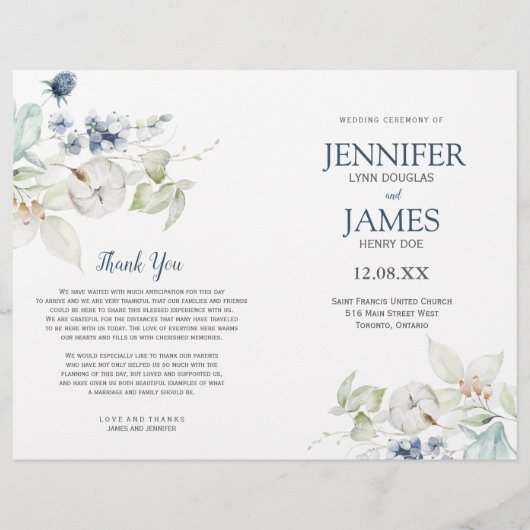 Elegant Winter Wedding Themem Wedding Programs (Voorkant)