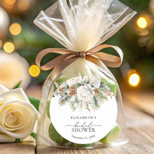 Elegant Winter White Floral Vrijgezellenfeest Ronde Sticker