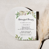 Elegant Winter White Peony Rehearsal Dinner Kaart
