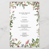 Elegant Winter Wildflower Berry Wedding Menu (Voorkant)