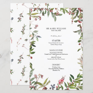 Elegant Winter Wildflower Berry Wedding Menu