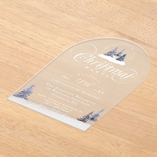 Elegant Winter Wonderland Arch Kerstfeest Acryl Uitnodigingen (Laagn)