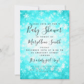 Elegant Winter Wonderland Baby shower Turquoise Kaart (Voorkant)