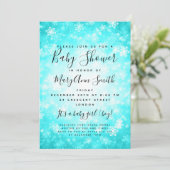 Elegant Winter Wonderland Baby shower Turquoise Kaart (Staand voorkant)