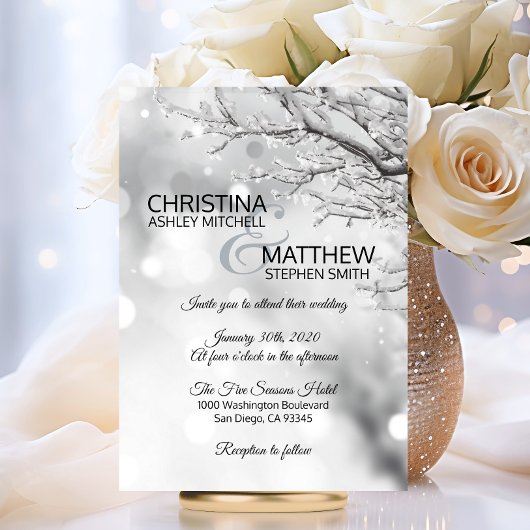 Elegant Winter Wonderland Sneeuwvlokken WEDING Kaart