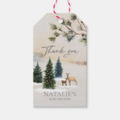 Elegant Winter Woodland Baby shower Cadeaulabel (Voorkant)
